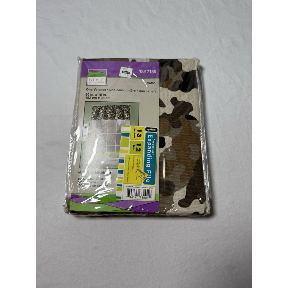 Style Selections Green Camo Window Valance 60" x 15" NEW in Pack Country Teen